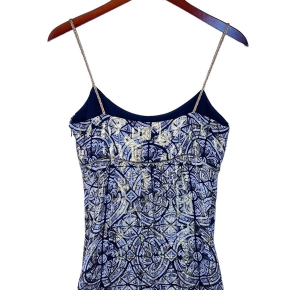 NICOLE MILLER Collection Silk and Lurex Metallic A Line Dress Size 4 - Picture 9 of 16